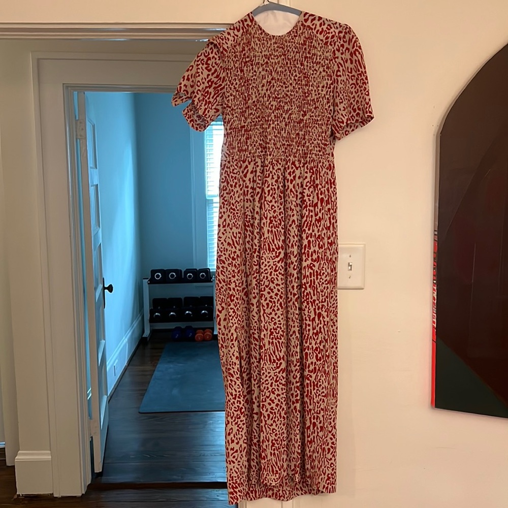 Baum Und Pferdgarten Leopard Print Midi Dress, Red, size 36